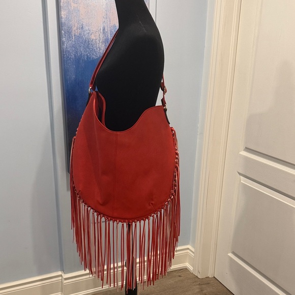 Red Fringe Shoulder Bag - Picture 2 of 5